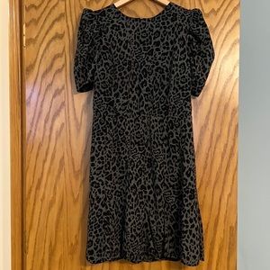 Express size small dress, olive green leopard print shift dress.